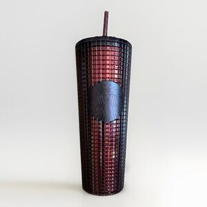 Starbucks Holiday Winter 2020 Berry Plum Grid Disco Cold Cup Venti Tumbler 24 Oz